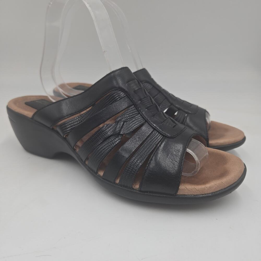 Clarks Artisan Leather Fisherman Sandals 9.5 Black Comfort Boho Jesus Sandal Y2K